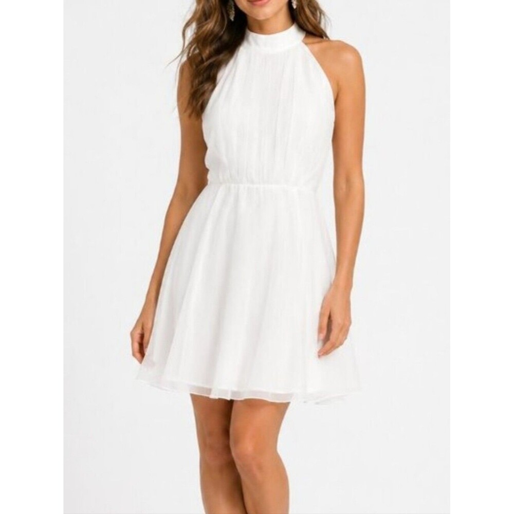 Petal & Pup White Anya Tulle Halter Mini bridal bachelorette dress size 8